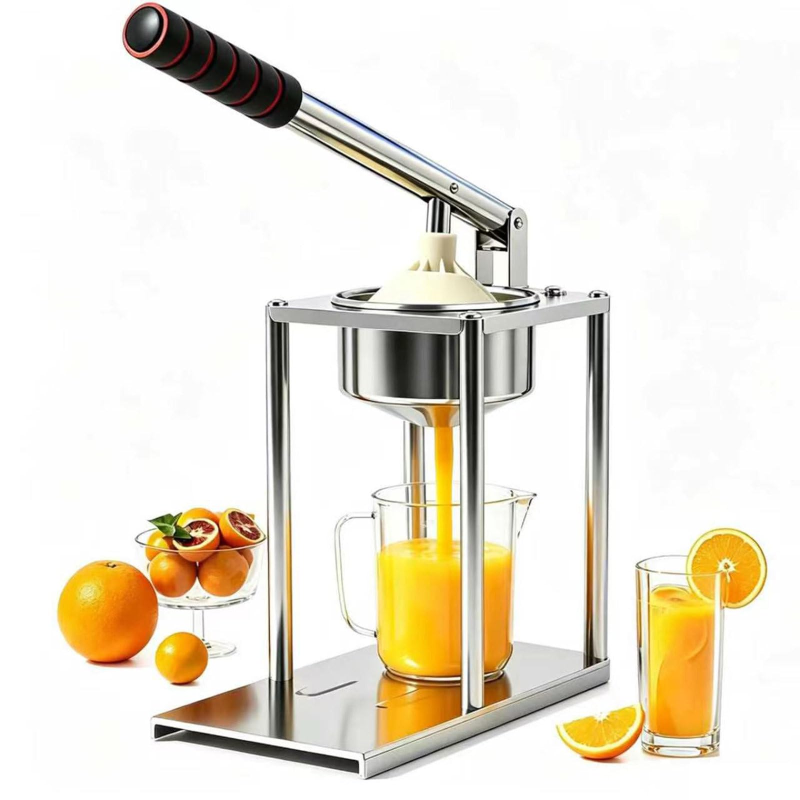 Exprimidor Manual De CíTricos, Exprimidor De Naranjas De Acero Inoxidable 304 De Uso Comercial, Exprimidor De Palanca Resistente Con Cabezales De Doble PresióN, Para Cocinas DoméSticas Y Bares