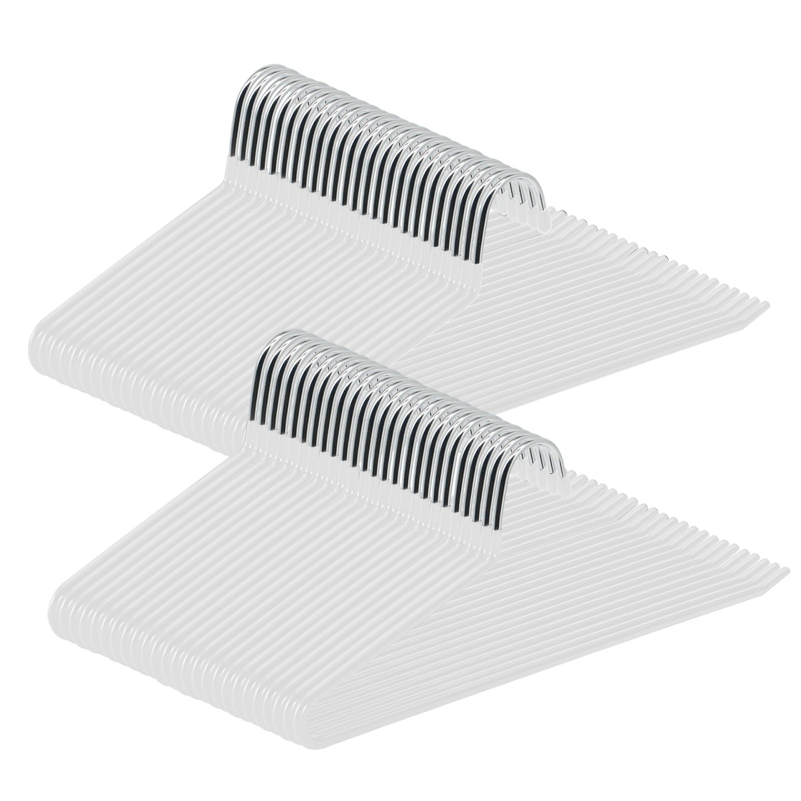 ABHENG Perchas para Pantalones con Lado Abierto, Perchas organizadoras, Paquete de 50, Metal Cromado, 38 x 0,4 x 13 cm, Blanco, AIY0550W
