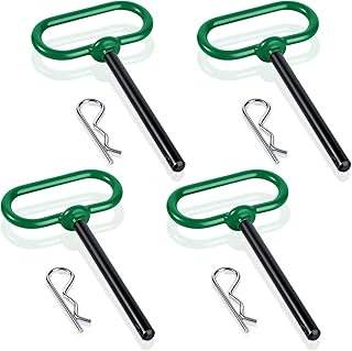 4 Pieces Handle Hitch Pin Accessories 3/8 x 4 Inch Trailer Gate Pin Tractor Towing Hitch Pin and Clip for Farm, Turn Mower, Towing Cargo, Boat, RV, Car, Truck, Bike, ATV, Tractor (Green)