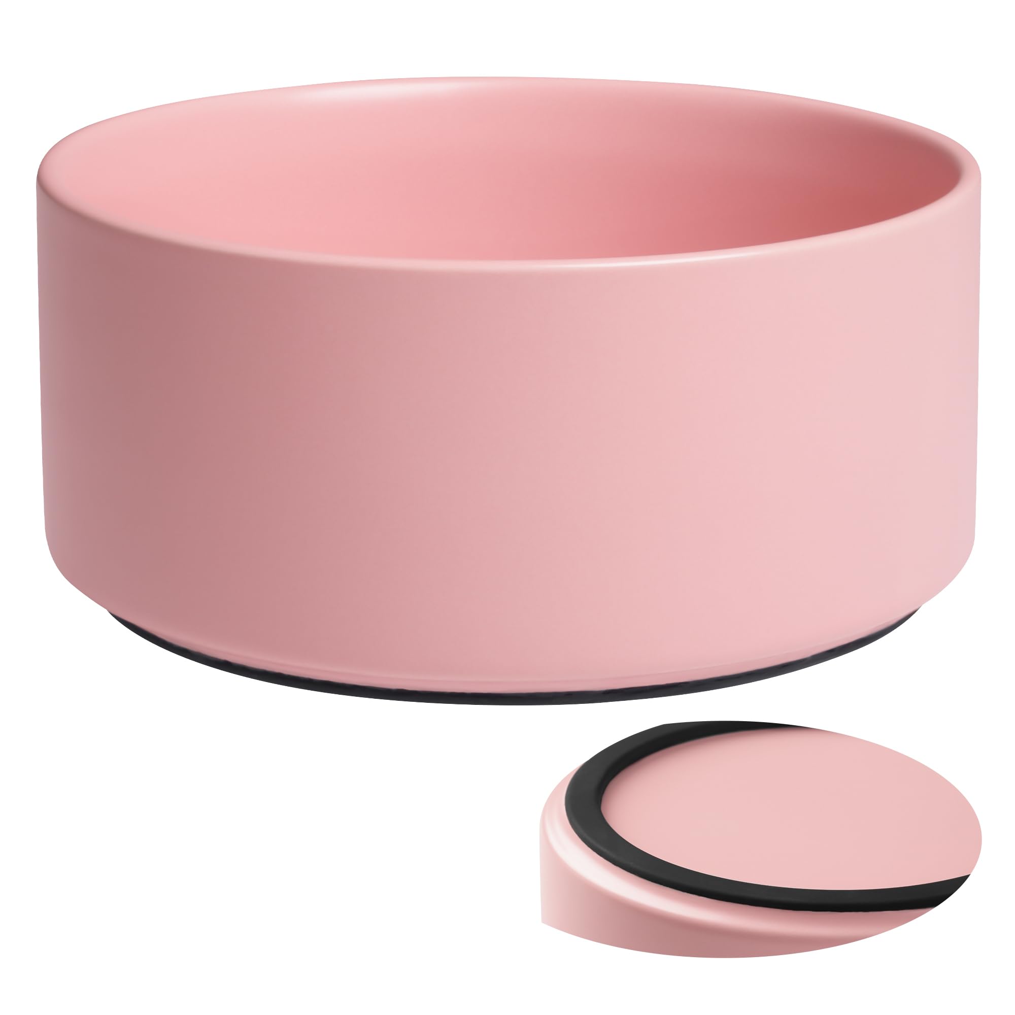 Kitwinney Dog Bowls, Non Slip Ceramic Dog Food and Water Bowl with Silicone Base, Heavy Pet Feeding Bowl for Puppies, Small and Medium Dogs (Pink, 6 Inches) โ image 1