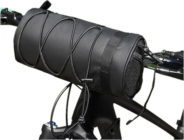 MeYouRow.C Bike Handlebar Bag Waterproof Bicycle Handlebar Roll Bag, Bike Front Pouch with Waterproof Zipper Shoulder Strap Removable Straps for Road Mountain Bike Cycling Travel (Black)