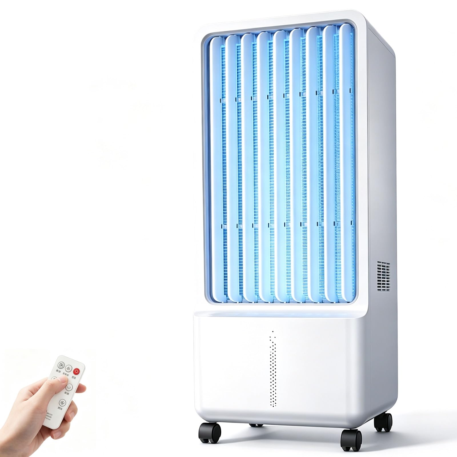 Pinguino Aire Frio, Depósito de Agua de 6 Litros, Sistema de Refrigeración Activa No Necesita Hielo, Aire Acondicionado Portátil Sin Tubo, Oscilación de 80°, 3 Velocidades y 3 Modos