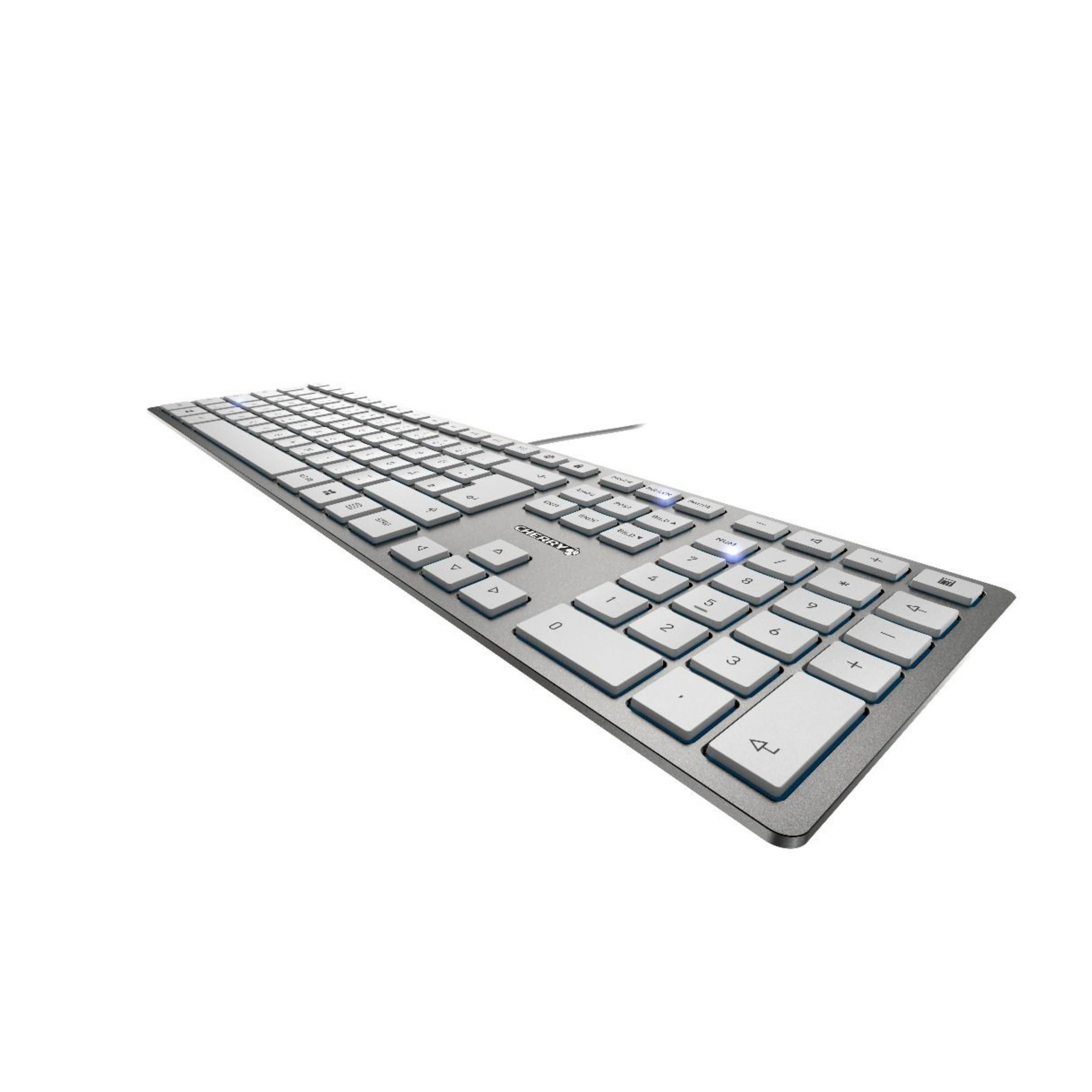 CHERRY KC 6000 Slim, Ultraflache Design-Tastatur, Belgisches Layout (AZERTY), Kabelgebunden (USB-A Anschluss), Leise Tasten, Langlebige Beschriftung, Silber