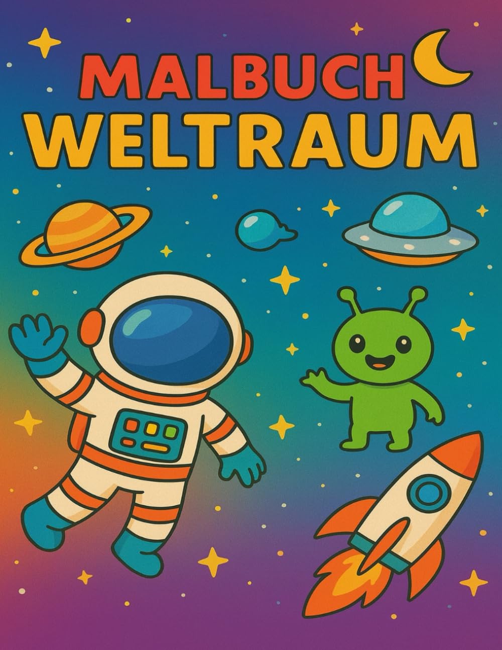 Weltraum Malbuch - Malbuch für kreative Kinder ab 3 Jahren: Von mutigen Astronauten über fliegende Raketen bis hin zu lustigen Aliens – jede Seite bietet ein neues Abenteuer.