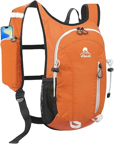 Mochila de senderismo pequeña con soporte frontal para teléfono, mochila plegable con correa para el pecho y la cintura, mochila ligera para mujeres