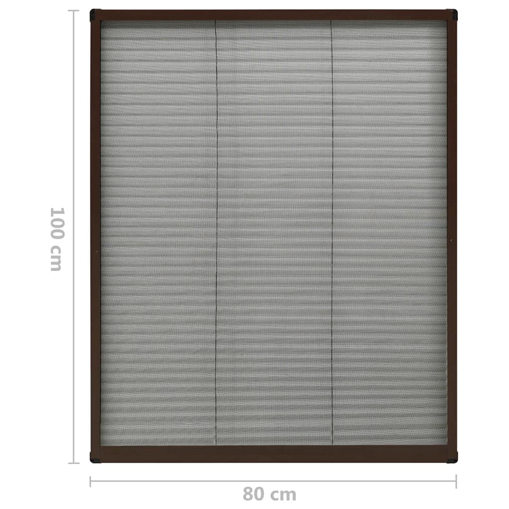 vidaXL Mosquitera Plisada para Ventanas Red Rejilla contra Insectos Moscas Cortina Plisada Ajustar Verano Fácil de Colocar Aluminio Marrón 80x100 cm