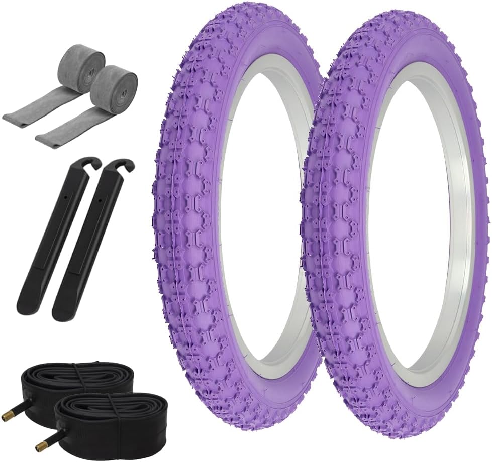 PRO+ Bicycle TIRE 16" x 2.125 Purple COMP 3 (2) TIRE,Tube, Strip & Lever MTB