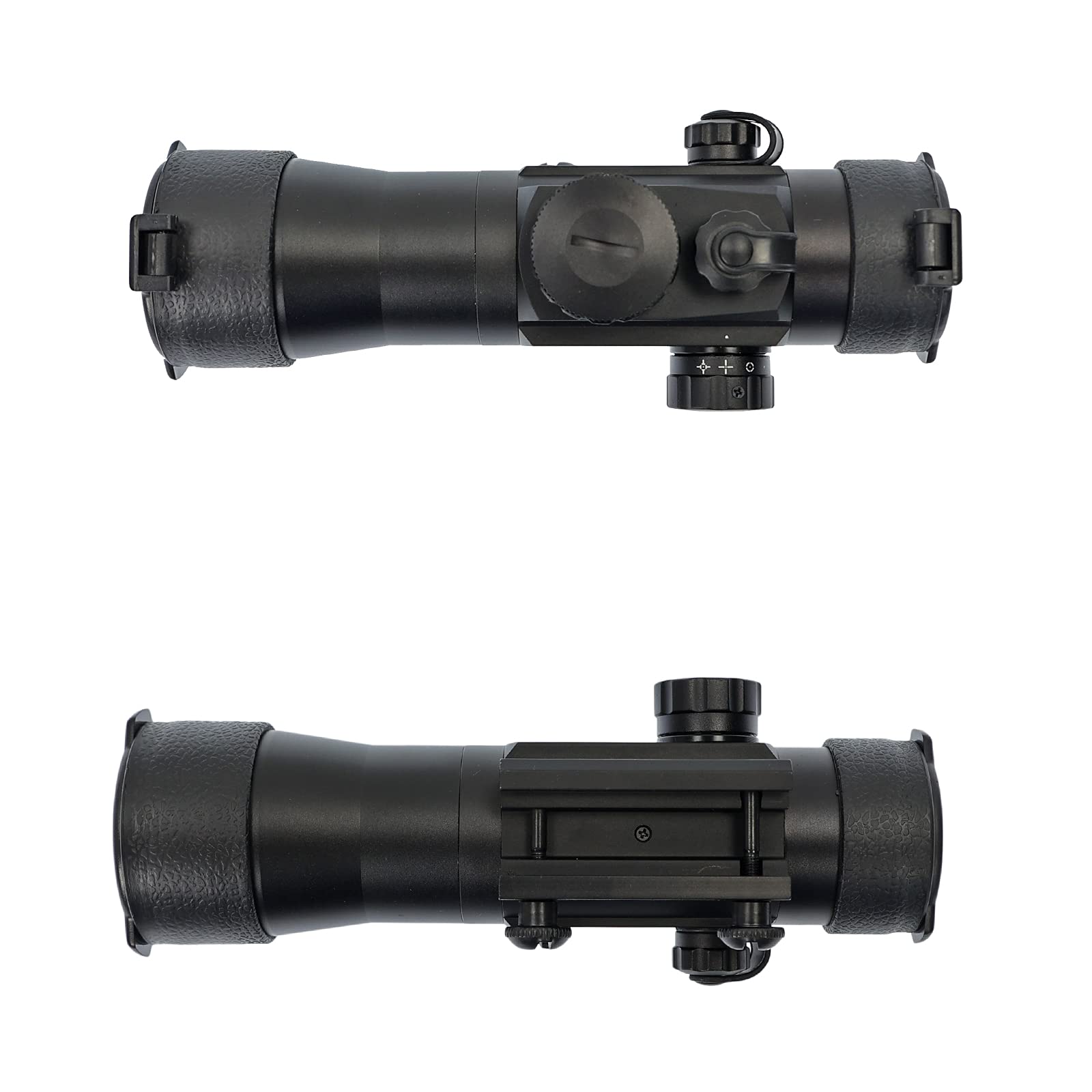 X-Bow FMA Multi Dot 2x40 Red Dot Visier | robustes Aluminium-Visier mit 4 Zielbildern, 5-stufiger Beleuchtung (Rot/Grün), 2-fache Vergrößerung, Picatinny-Montage
