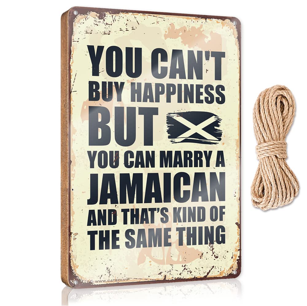 FRINTOXA Hanging Wall Signs You Can'T Buy Happiness But Can Marry A Jamaican Wooden Sign(20X30CM)