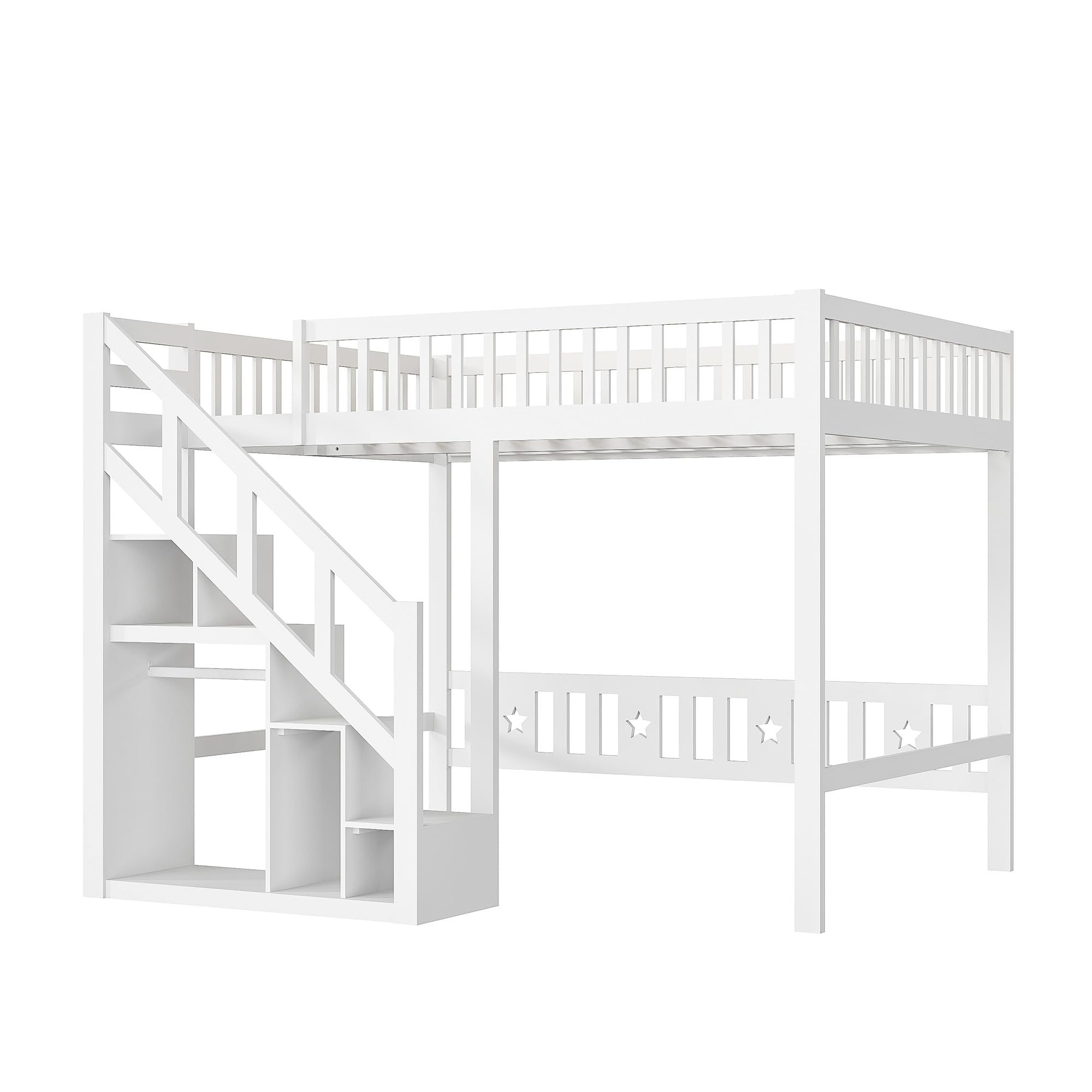 Lit superposé, pour enfant, 140 x 200 cm, en bois, avec espace de rangement, pour 2 enfants, 140 x 200 cm, avec escalier et sommier à lattes, avec protection contre les chutes, sans matelas