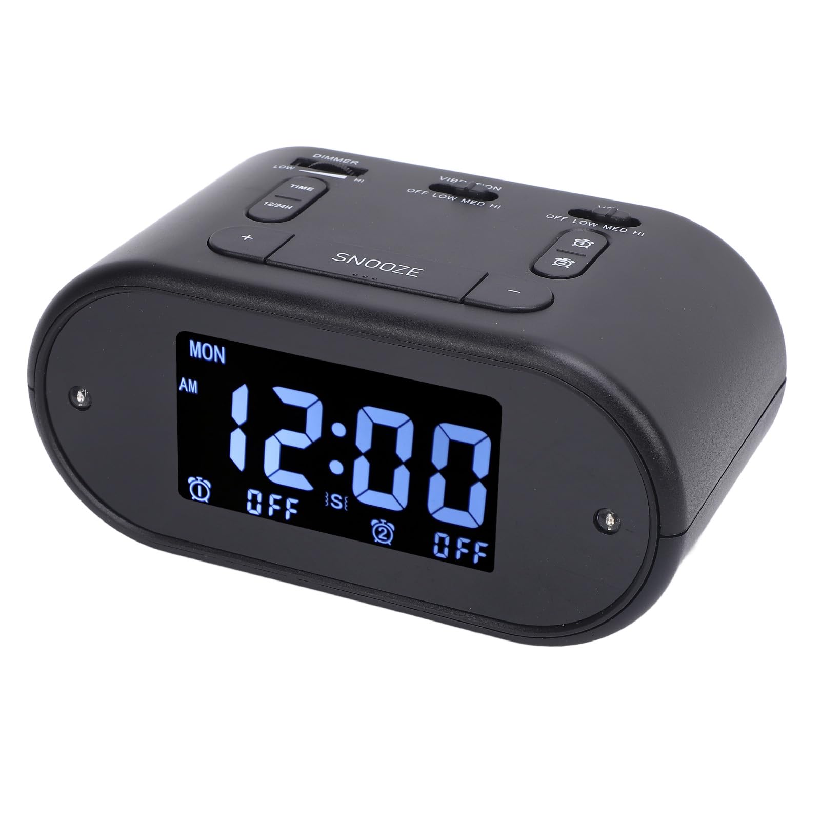 Dioche Reloj Despertador Vibratorio Grande con Agitador de Cama Personas Que Duermen Mucho, 4 Niveles de Vibración Ajustables, Alarma Dual para Días Laborales y Fines de Semana, Fácil