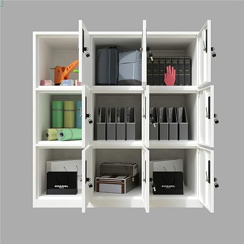 Miniatura 6 de Organizador de casillero de metal con cerradura digital con candado y estante, tamaño pequeño para niños y gimnasio (9D, blanco completo)