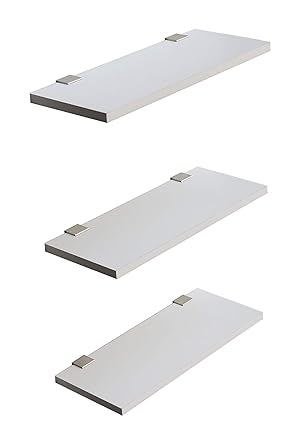 Captiver Wooden MDF Wall Mount Decorative Shelf Rack 3 Tier 12X30 CM Matte White