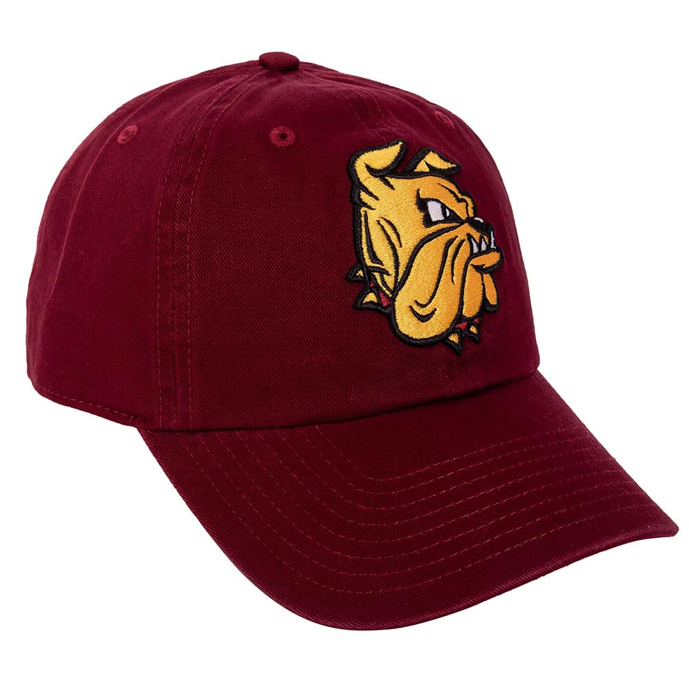 University of Minnesota Duluth Baseball Hat Bulldogs UMD Champ Brimmed Embroirderd Hats Cap Adjustable Cloth Strap Adult (Style A) Red, Red, One size