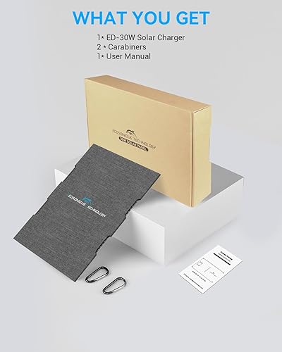 Miniatura 9 de Ecosonique - Cargador solar portátil de 30 W, paneles solares plegables con USB C USB A ETFE impermeable para camping mochilero compatible con