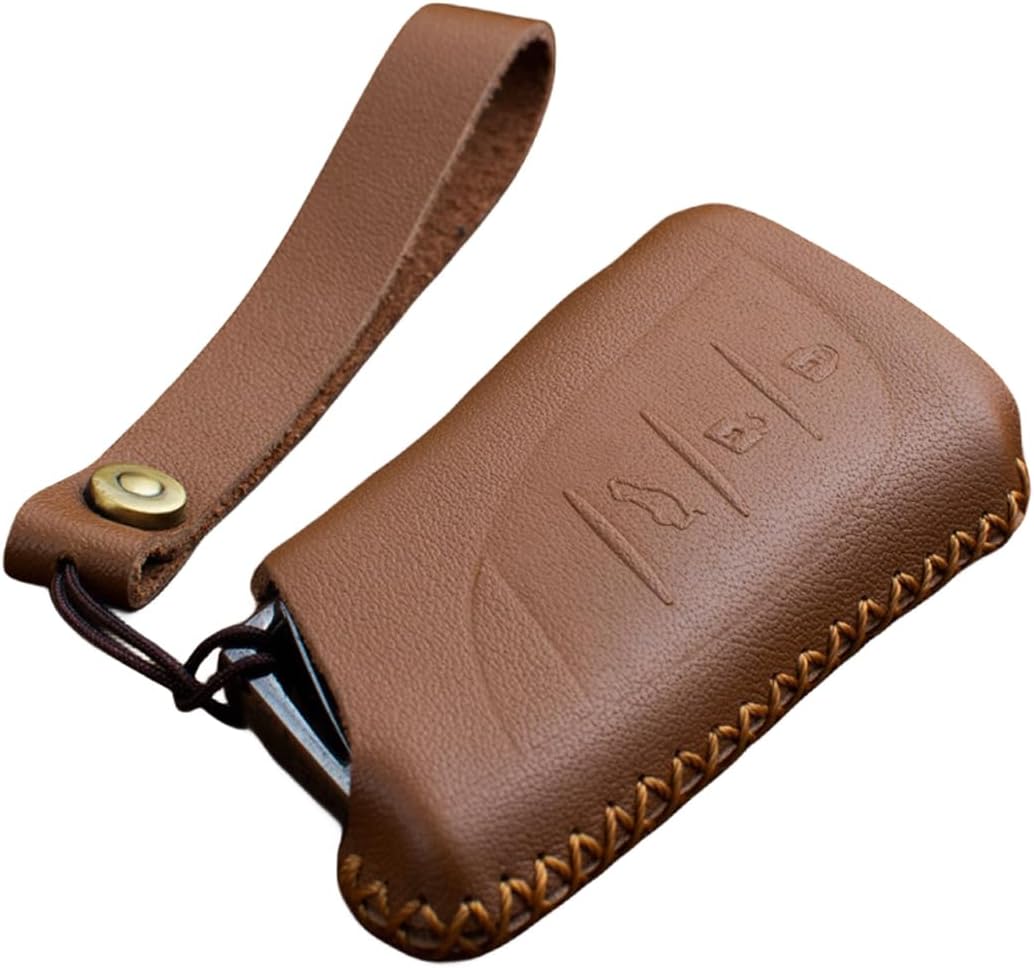 Genuine Leather Car Remote Key Fob Case Cover Keychain for Lexus UX200 LS500 LS500H LC500 LC500h ES300h ES350 ES is UX LS LC NX RX LX RC UX (Black / Red/ Blue / Green / Brown) (Red)