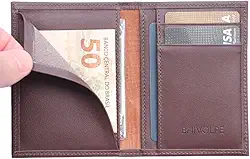 Carteira Masculina Vertical Slim Porta Cartões CNH RG (Marrom)