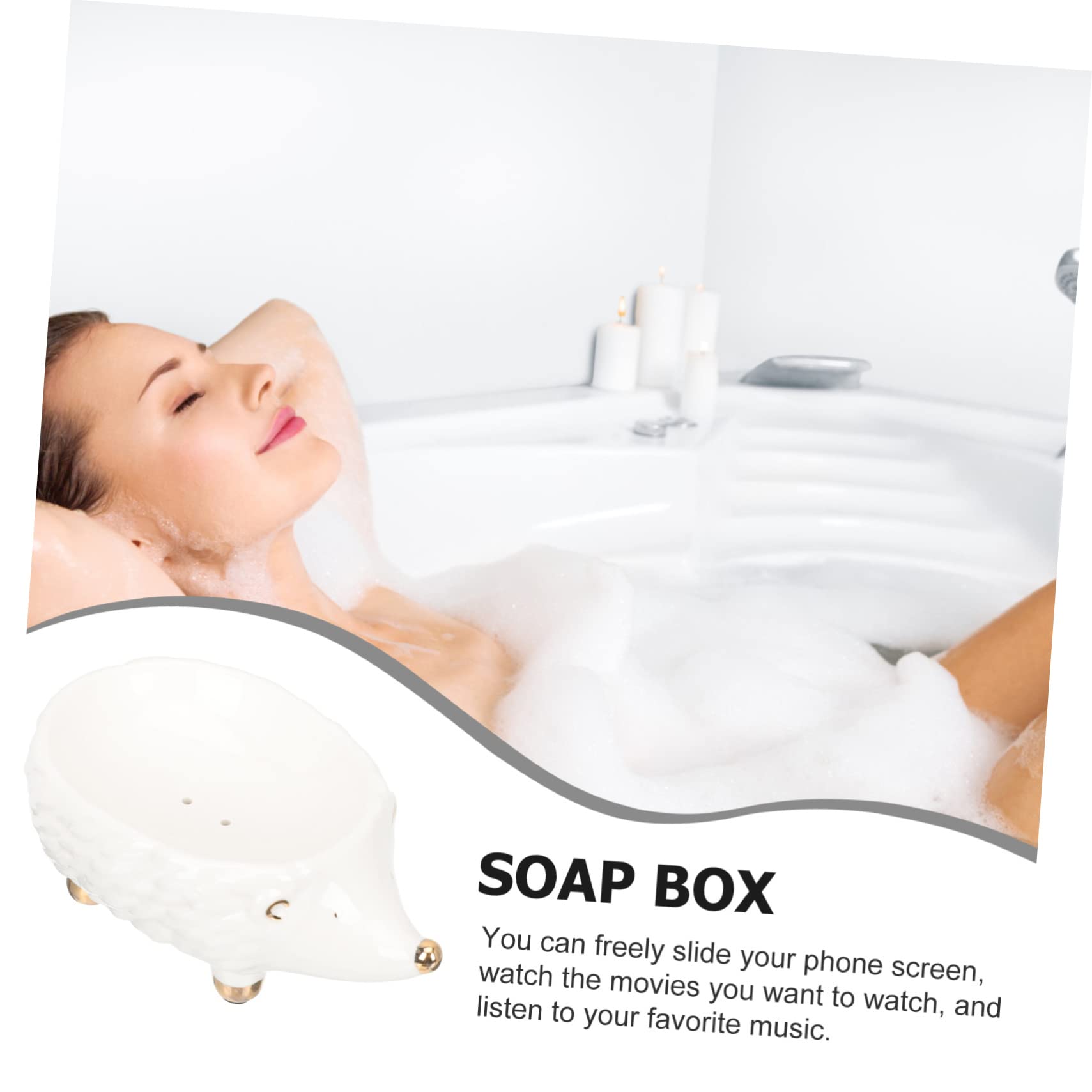 MUCKLILY Cartoon 's Soap Rack Ceramic Hedgehog Soap Holder for Home Bathroom Decor Multipurpose Draining Soap Box Cute Design Soap Softening