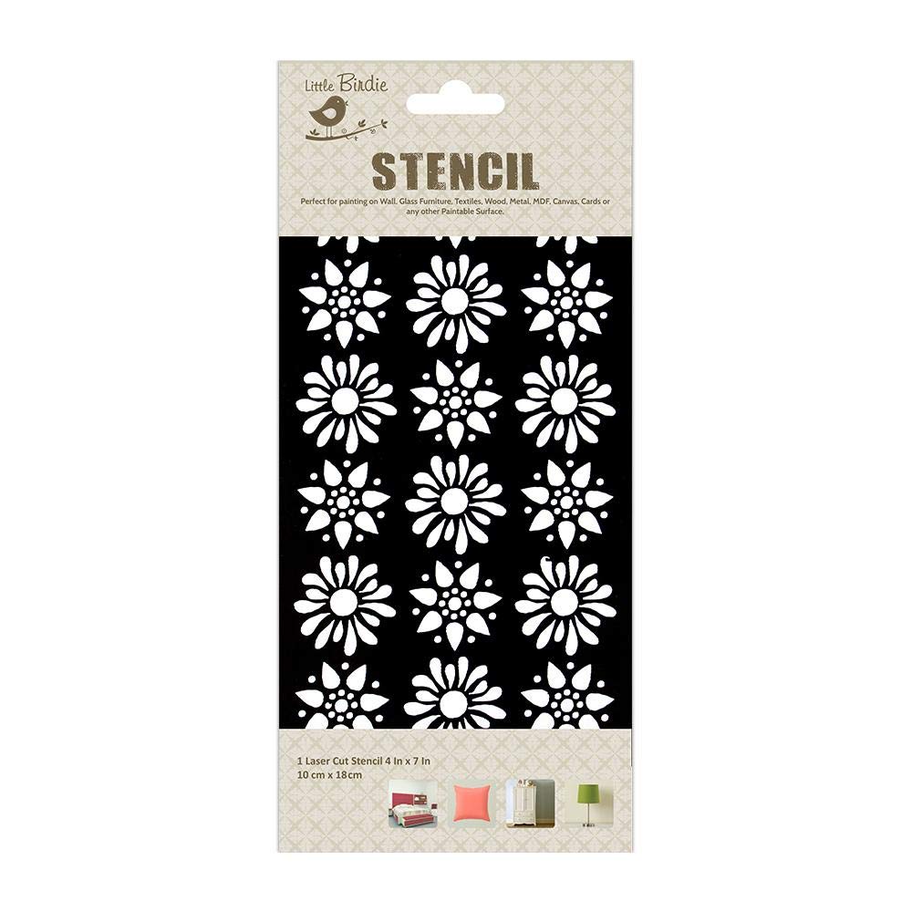 Itsy Bitsy- Stencil Flower Rhapsody | 4" x 7" ||Stencils for Wall Painting, Craft and Art Painting | Reusable Painting Template for Home Decor, Crafting, DIY Albums and Scrapbook, Cake, Tile, Fabric