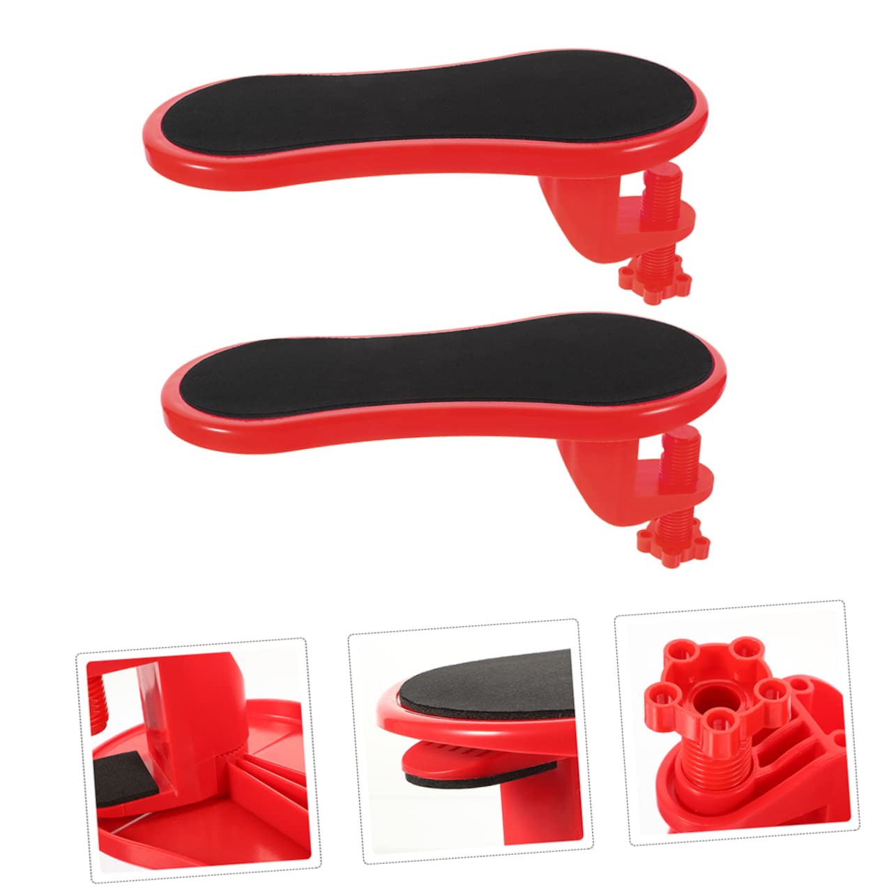jojofuny 2 Pezzi Poggiapolsi Ergonomico da Scrivania in Gomma e Cotone, Design Leggero Portatile, Supporto per Polso Ufficio e Viaggio Rosso