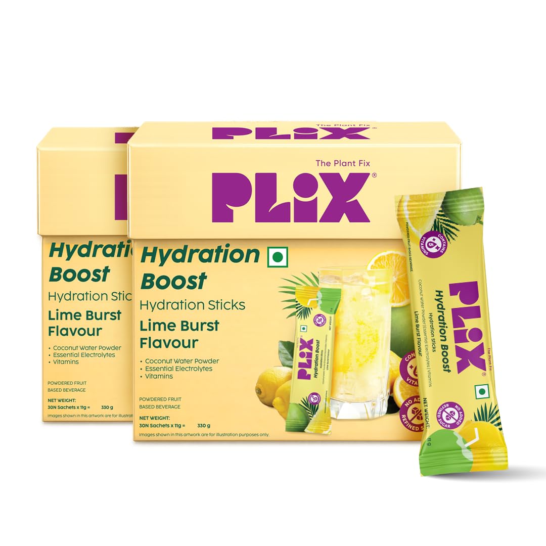 Plix Hydration Boost Electrolyte Powder | Hydration Drink Mix with Coconut Water, Sodium & Potassium | Lime Burst Flavour| Supports Energy, Hydration & Recovery | Pack of 60 | No Added Refined Sugar-picture-26
