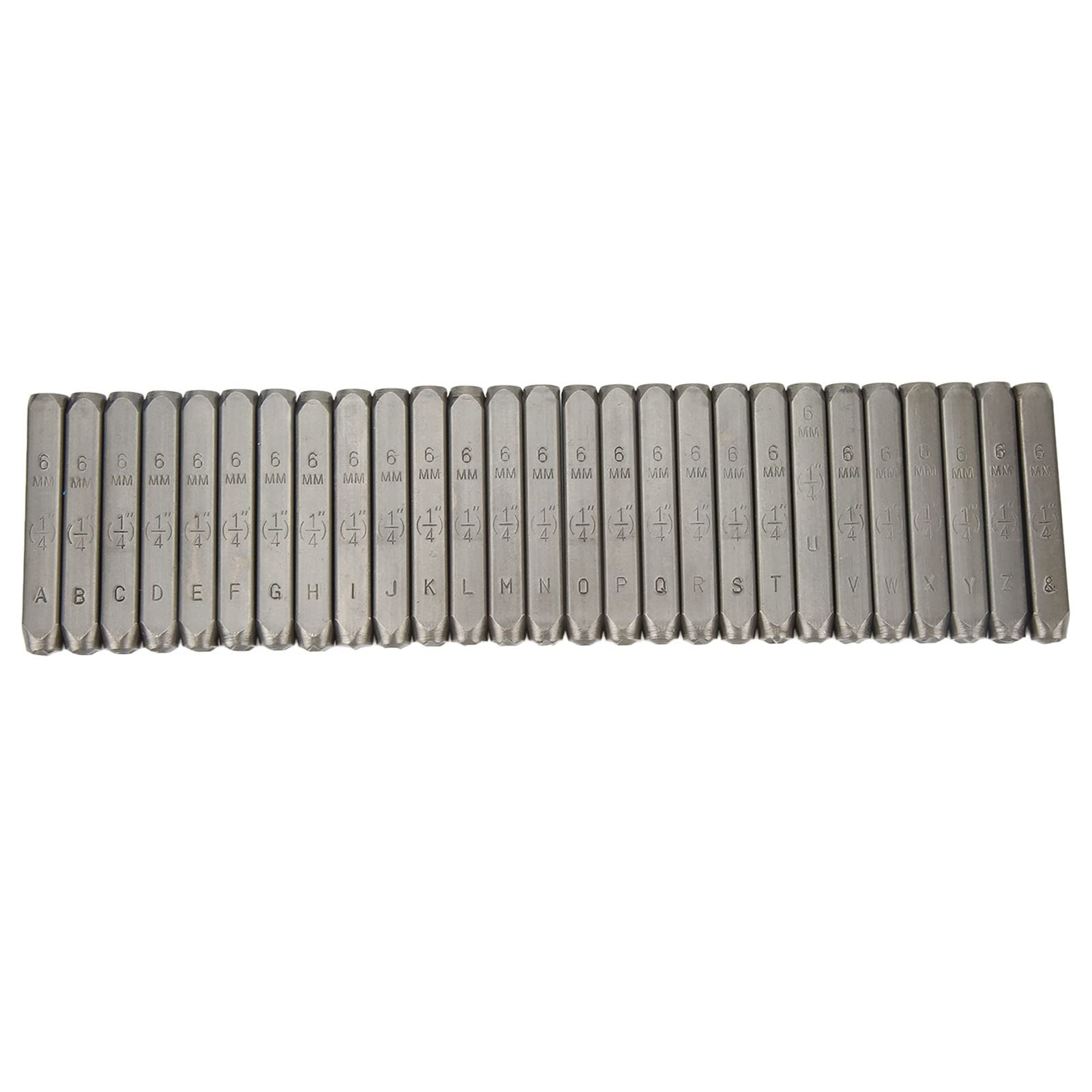 Juego de punzones de letras, 27 letras, juego de sellos de letras de metal de acero con alto contenido de carbono de alta resistencia para obras de arte de joyería (6mm)