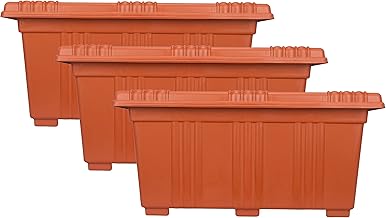 Halsey Rectangular Flower Pots for Indoor/Outdoor/Living Room/Bedroom Balcony (Pack of 3) Modern Design Durable Plastic Plant Pot for Gardening (Large 20 INCH)