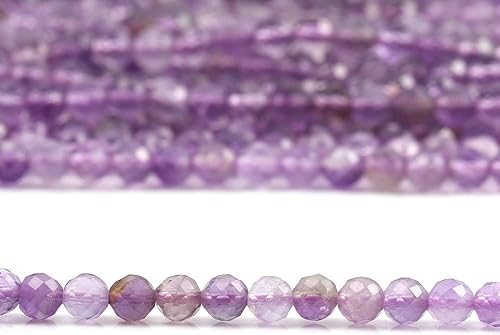 Miniatura 7 de Cuentas de amatista, piedras naturales sueltas redondas de energía para hacer joyas, collares, aretes, anillo, 2 hebraspaquete de 0.126 in