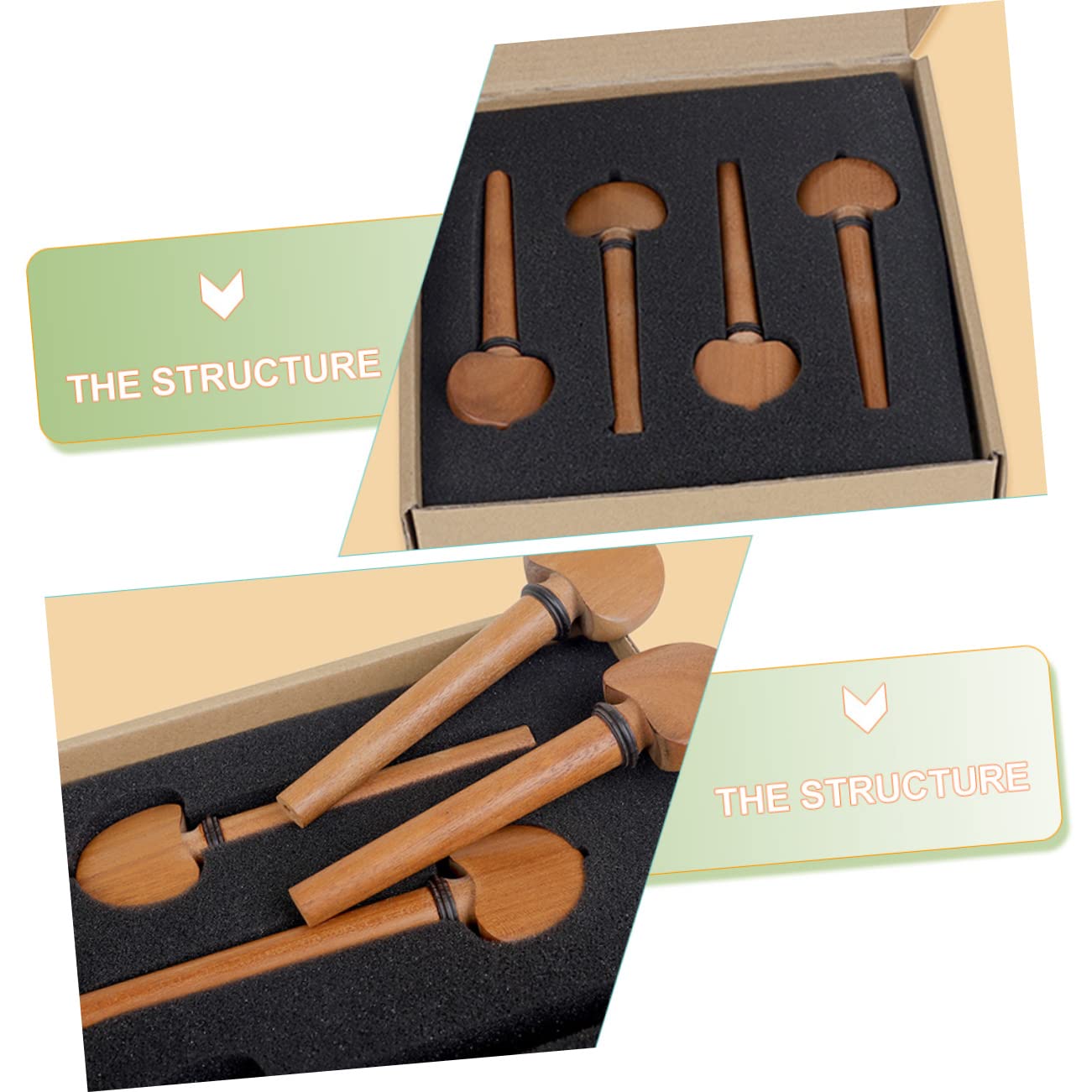 ibasenice 4pezzi Piroli Per Violoncello Legno Massello Accessori Professionali Per Strumenti Musicali Facili Da Usare Per Sintonia Perfetta e Chiara
