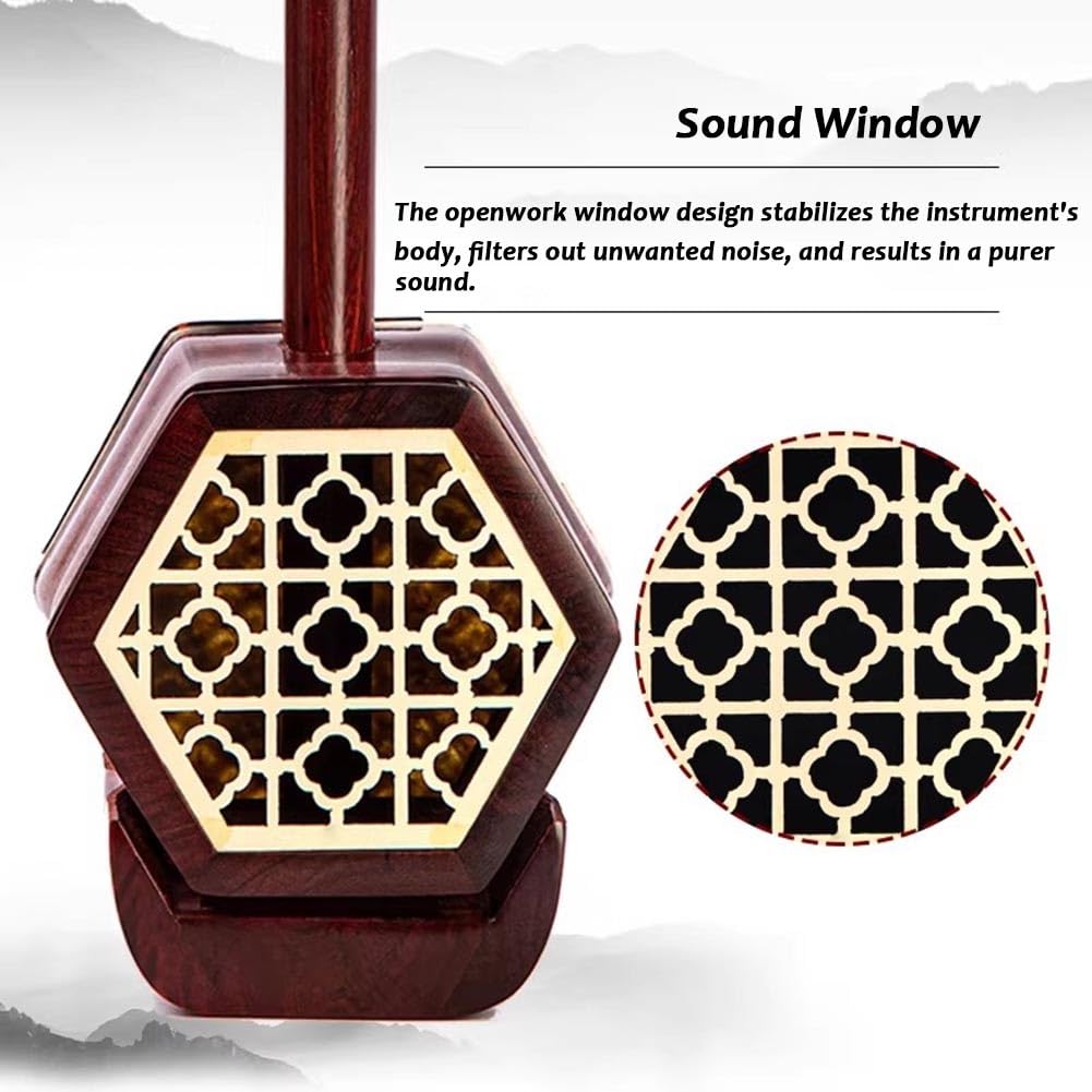 Erhu In Mogano Cinese, Strumento Musicale A Due Corde Simile A Un Violino, Con Accessori Per Principianti.(Red-A)