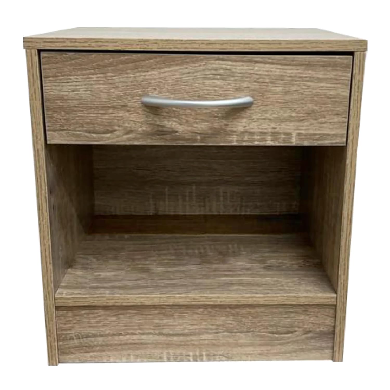 YORKSHIRE HOMEWARE Bedside Cabinet Side Table Living Room Bed Side Tables 1 Drawer End Small Cabinets with Shelf Bedroom Bedside Cabinet Decor Decorative Tables, W37 x D30 x H38cm (OAK)