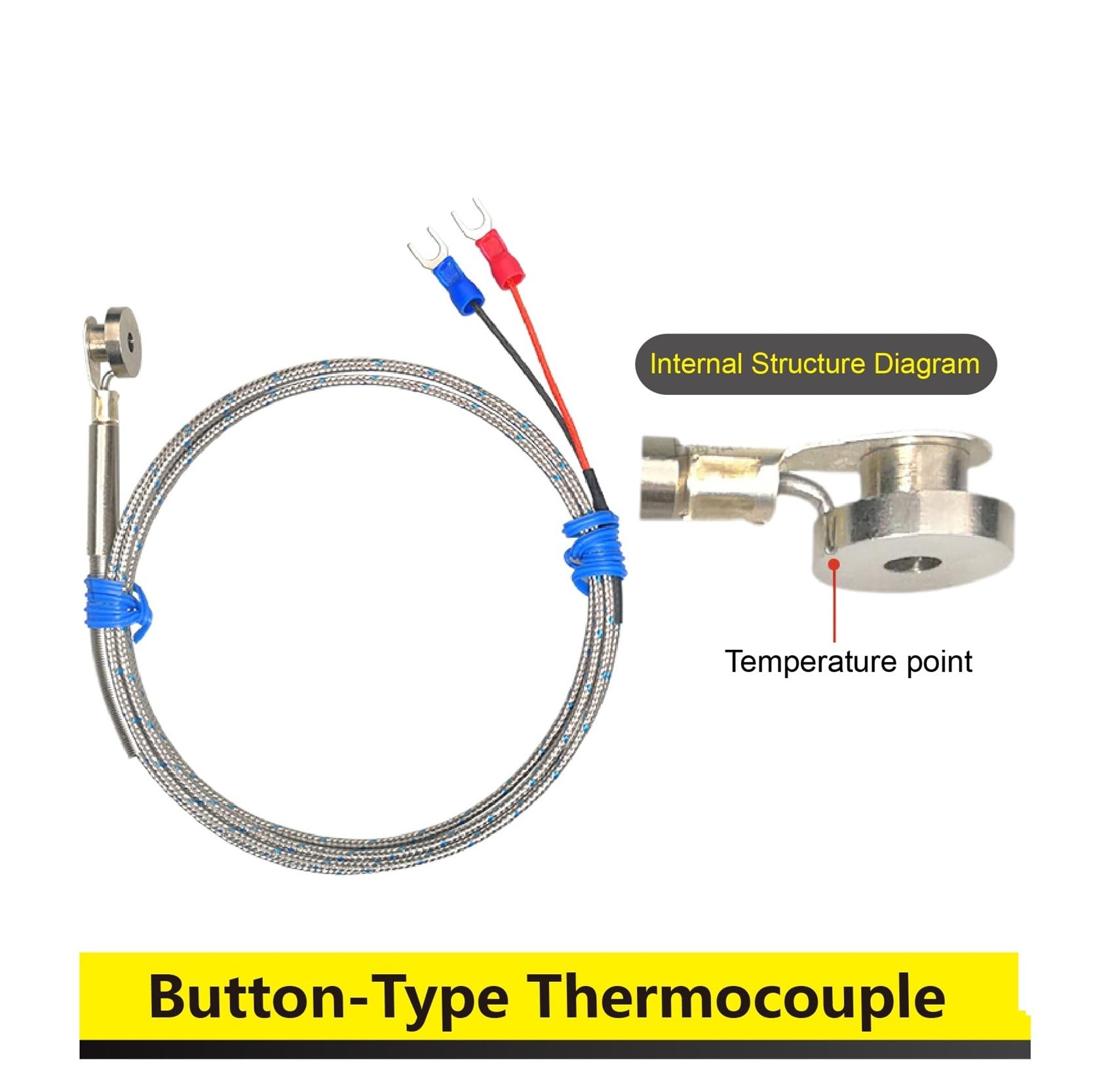 Sonda de termopar tipo K, sensor de temperatura de acero inoxidable tipo J | K-300cm