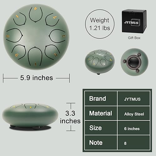 Miniatura 3 de JYTMUS Tambor de lengua de acero, 8 notas de 6 pulgadas, instrumentos de percusión C mayores, kit de batería de acero con libro de música, bolsa de