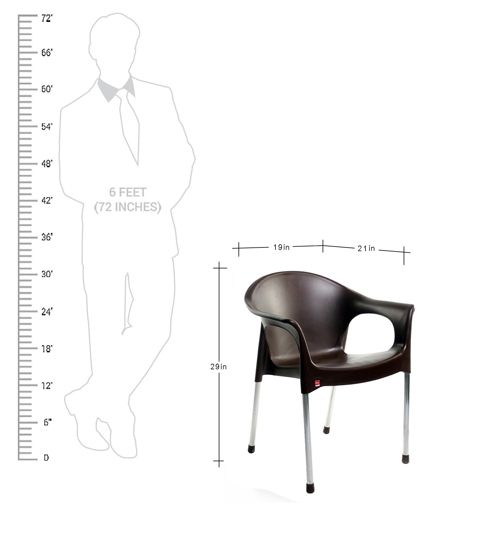 Cello Metallo Cafeteria Set of 4 Chairs (Brown) - Image 2 thumbnail