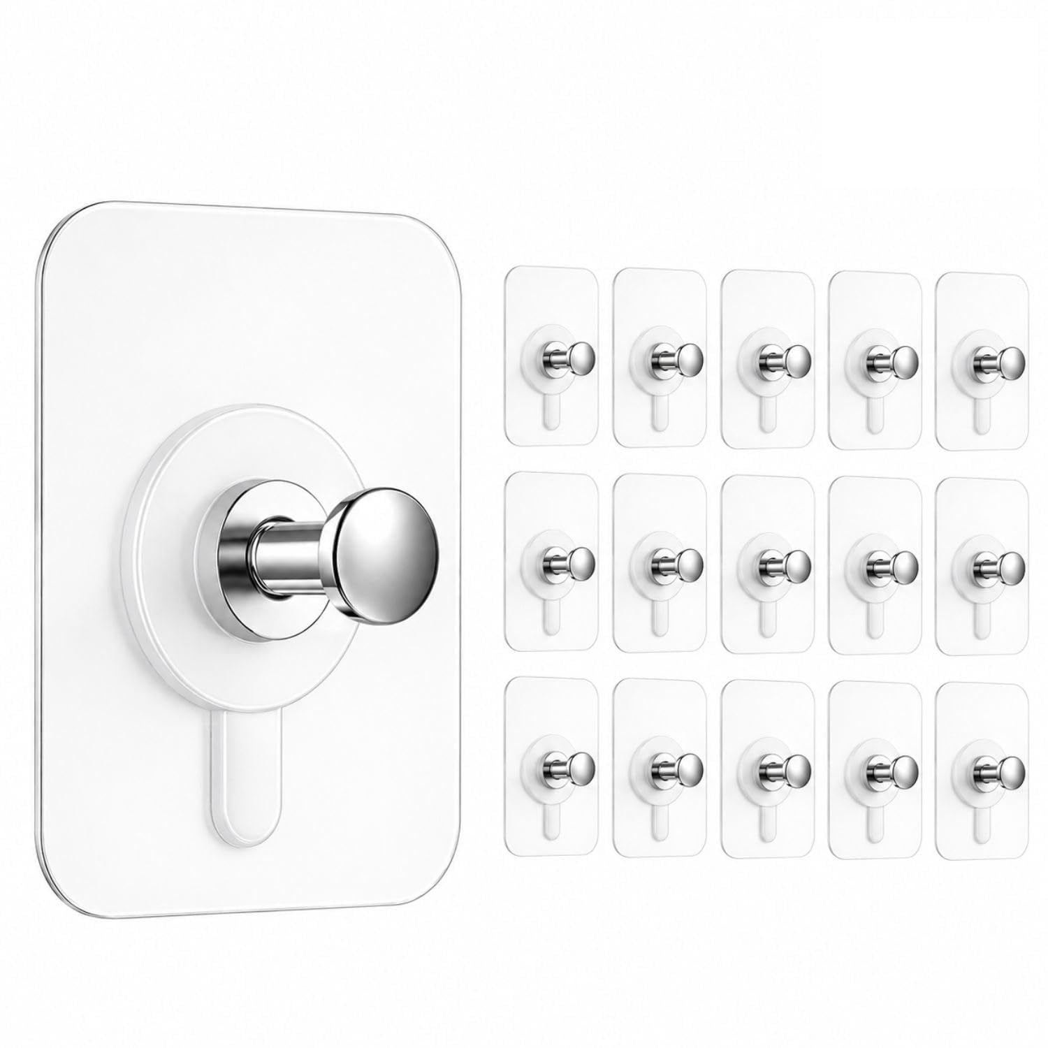 UTTARZONE Self Adhesive Wall Hooks 10 Pcs Heavy Duty (Up to 5kg*) | No Drill Transparent Hooks for Kitchen, Bathroom, Photo Frames, Keys | Waterproof Sticky Wall Hangers(Wall Hooks, 10)