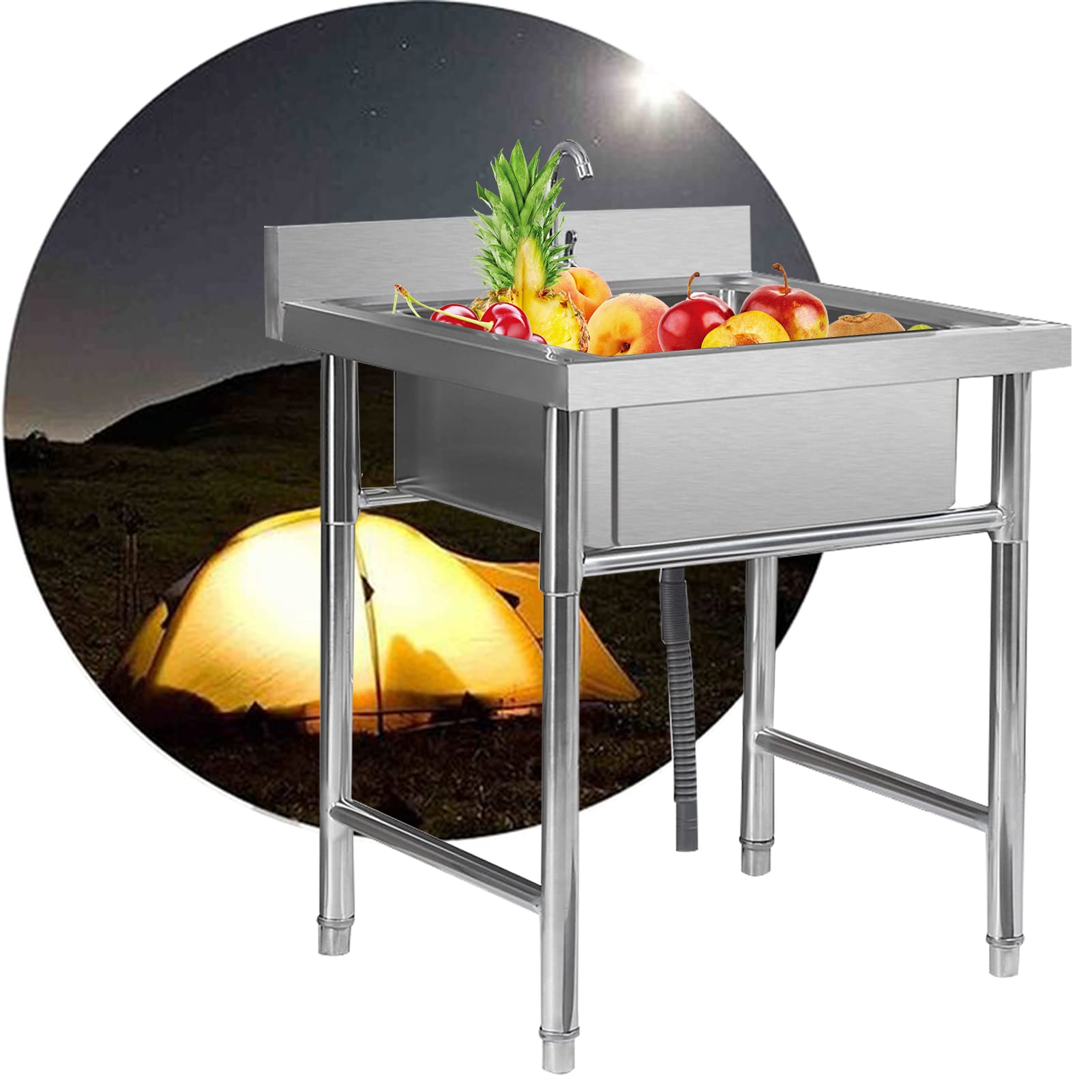 Évier de cuisine fait à la main en acier inoxydable supérieur pour poste de travail moderne
