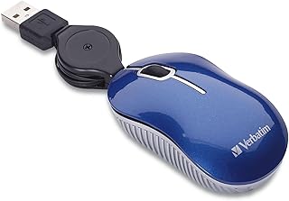 Verbatim Wired Optical USB-A Mini Mouse – Plug & Play Corded Small Travel Mouse – Blue 98616