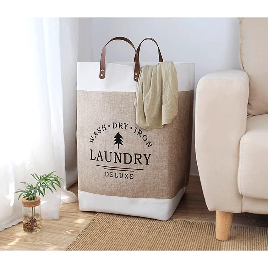 Kosz na Pranie Opvouwbare wasmand met leren handvatten Katoen en linnen kledingmand Patchwork Opvouwbare wasmand voor opslag van speelgoed en kleding Pojemnik