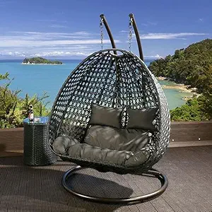 S.S Famous Garden Furniture 2 Seater Swing Chair Hammock with Stand & Cushion Hammock Hanging Jhula for Indoor,Outdoor,Balcony, Garden,Patio(Black & Dark Brown)