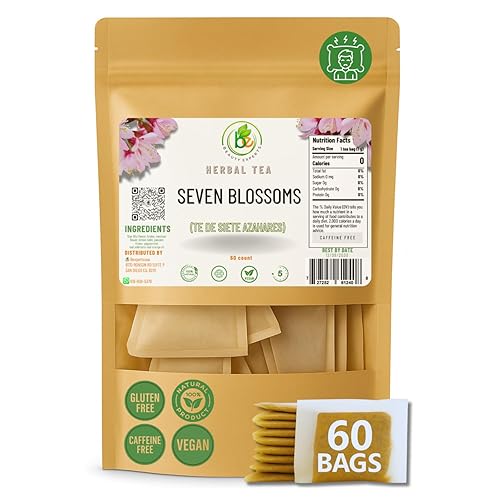7 Siete Azahares Té (Seven Blossoms Tea) – 60 bolsas de té – 100% natural, vegano, a base de hierbas – sin gluten, sin OMG – por BexpertsUSA