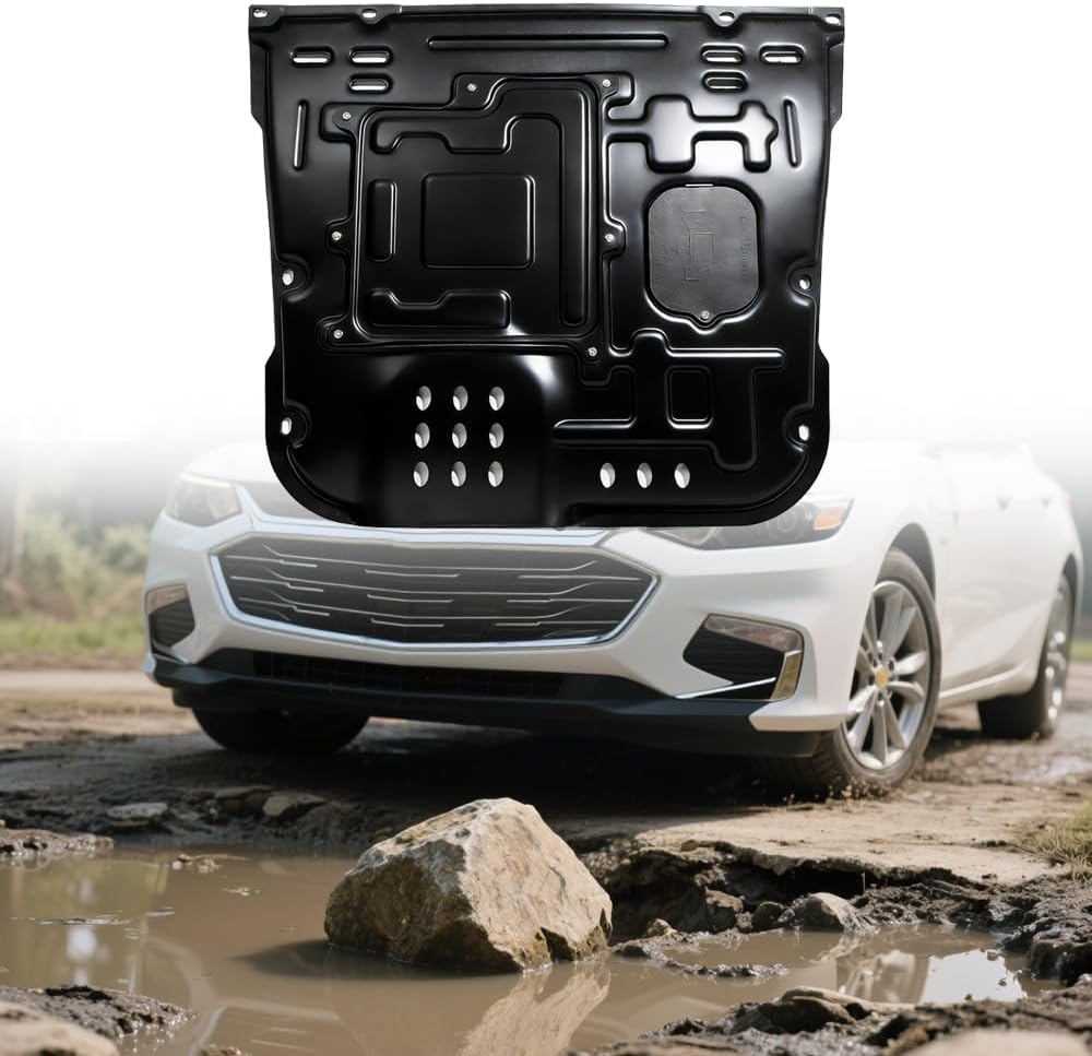 Front Skid Plate for Chevrolet Malibu 2019 2020 2021 2022 2023 2024 Engine Splash Shield Heavy Duty, Impact Resistant Engine Guard Cover for Malibu Underbody Guard Plate w/Screw Hardware