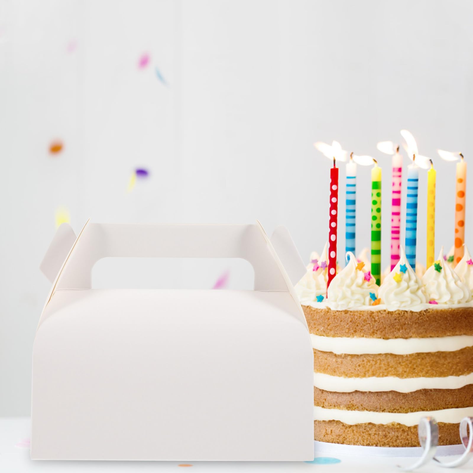 SHERCHPRY 50 Stück Weiße Cupcake Boxen aus Papier Faltbare Kuchenverpackungskartons für Cupcakes und Muffins für Zuhause und Bridal Shower