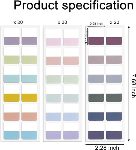 Miniatura 6 de Pestañas adhesivas 720 pestañas de color para cuadernos de 1 pulgada, pestañas de anotación para escritura, pestañas de página reposicionables,