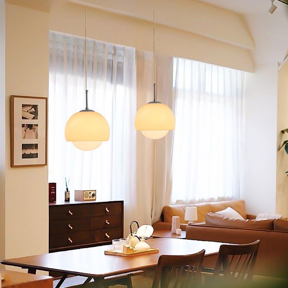 Glass Orange Sphere Pendant Light – Modern Ceiling Fixture Chandelier, Handcrafted for Dining Room & Bedroom Home Decor