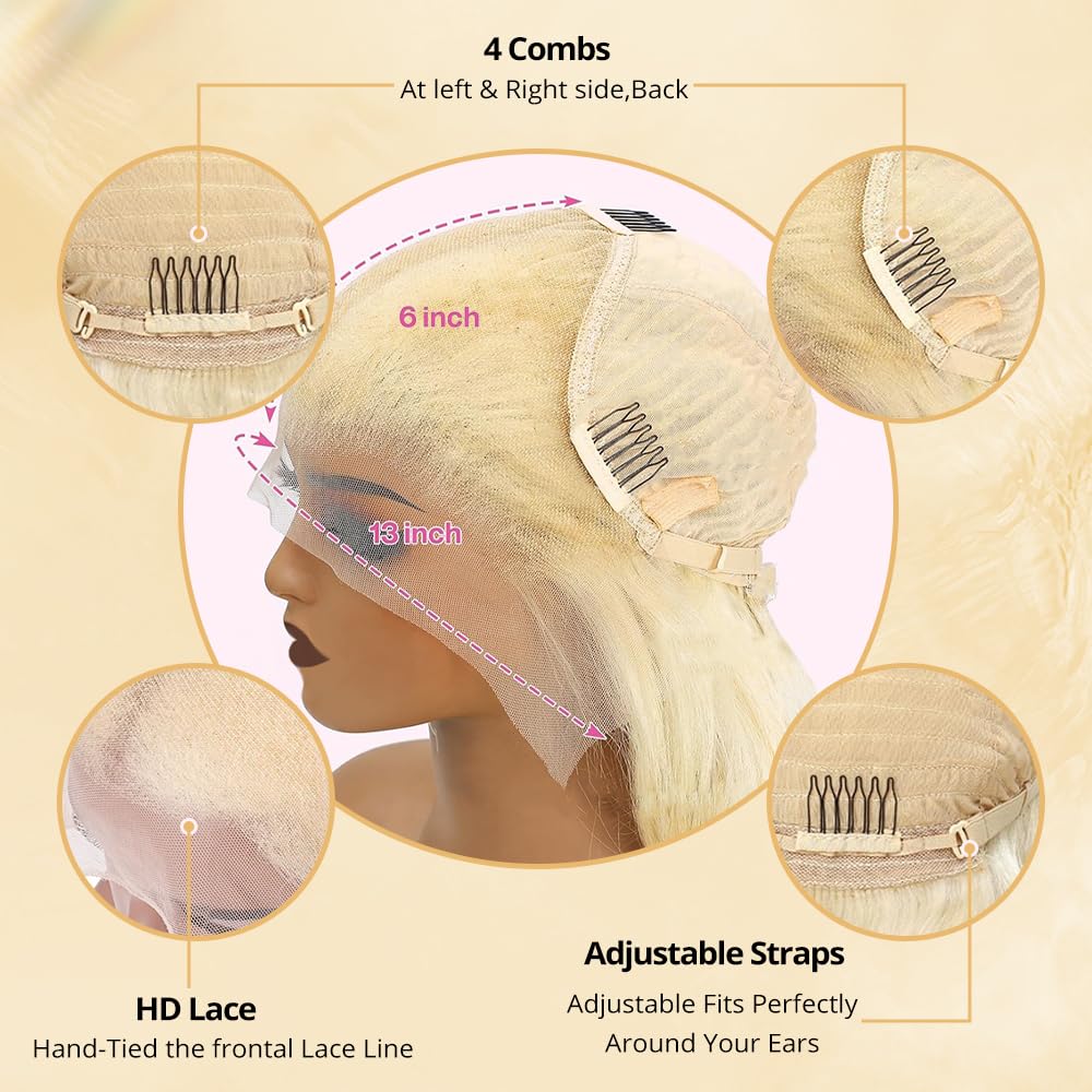 SFD 613 Lace Front Wig Human Hair Blonde 13x6 HD Lace Front Wigs Human Hair 220% Density Pre Plucked Any Part With Baby Hair 613# Blonde Loose Wave Wig 28 Inch
