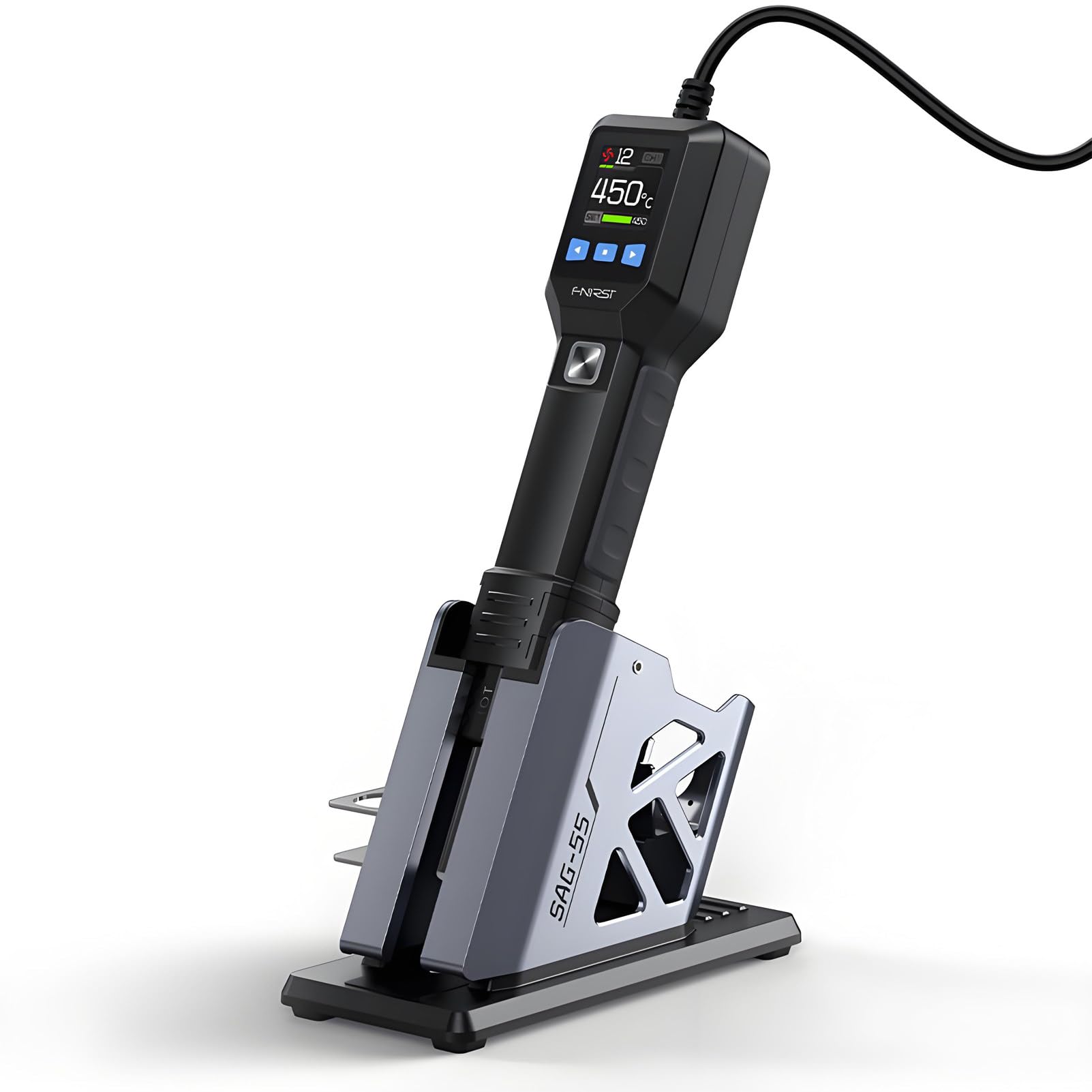 Pistola de aire caliente con control de temperatura, 550 W,calentamiento de precisión de 100℃ a 450℃ para soldadura electrónica,reparación de placas de circuitos, desoldadura y retrabajo de SMD