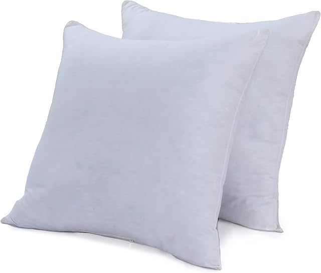 HollowFibre Cushion Inner Pads - Square Sofa and Bed Cushion Pillow - Hypoallergenic Pad Stuffer Insert Square Polyester - White (2, 16" x 16")