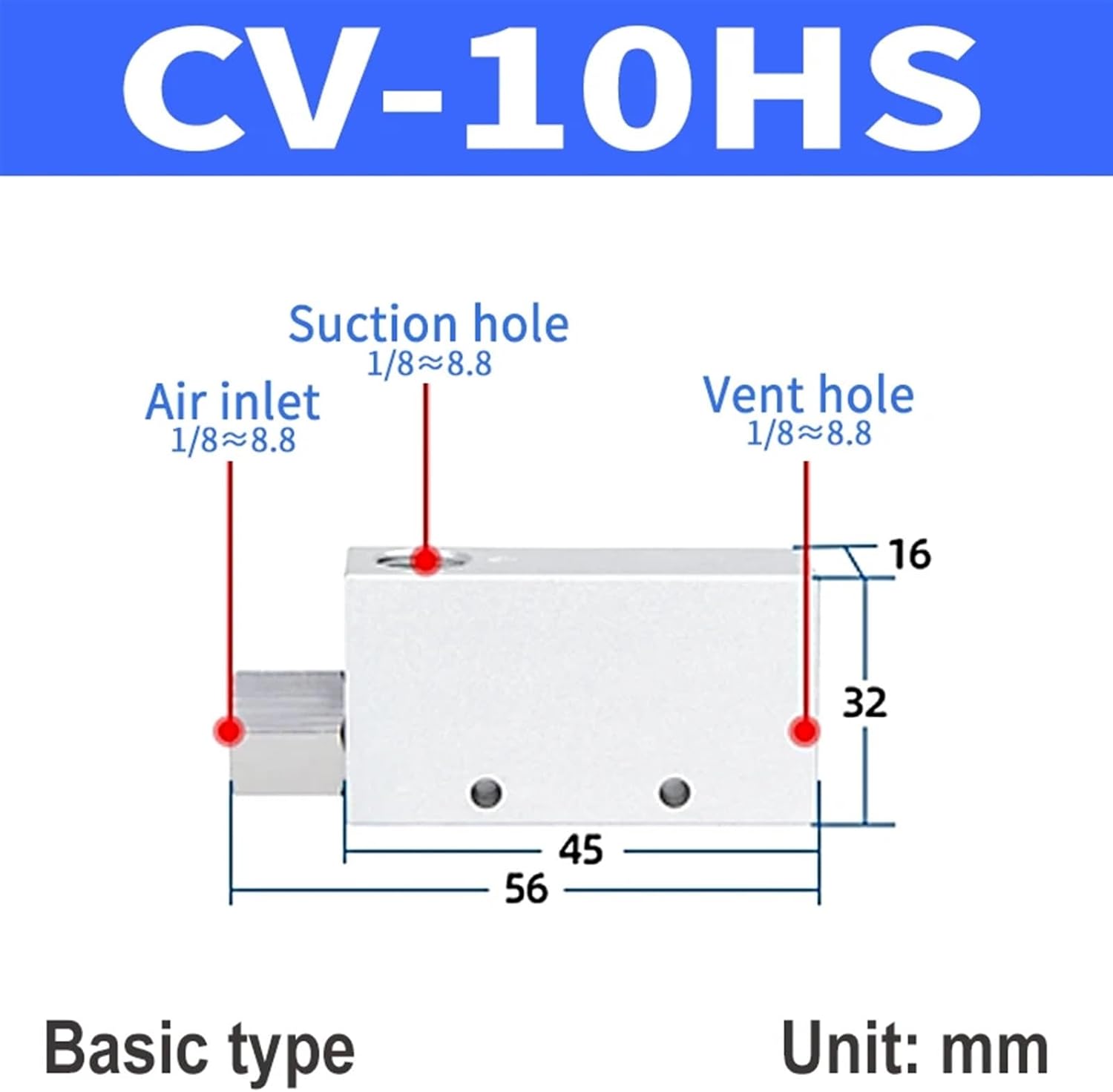 CV-10HS CV-15HS CV-20HS CV-25HS CV-30HS Vacuum Generator Female Thread Dia Vacuum Ejector Suction Cup Negative Pressure(Color:CV-10HS PC8)