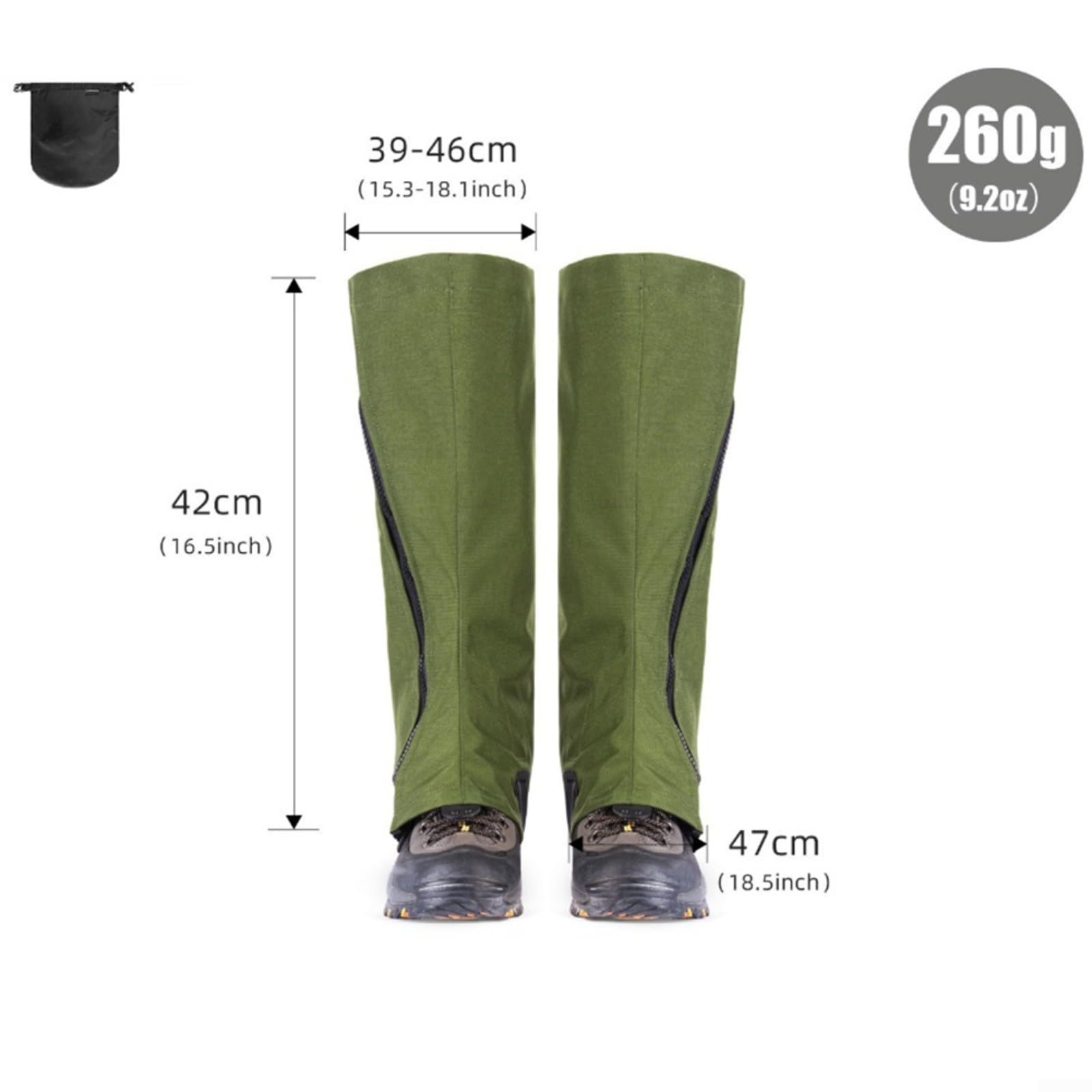 Guêtres de randonnée 500D en tissu résistant à l'abrasion, imperméable, coupe-vent, protection des jambes avec fermeture éclair inversée, pour homme et femme, escalade, marche, pour la