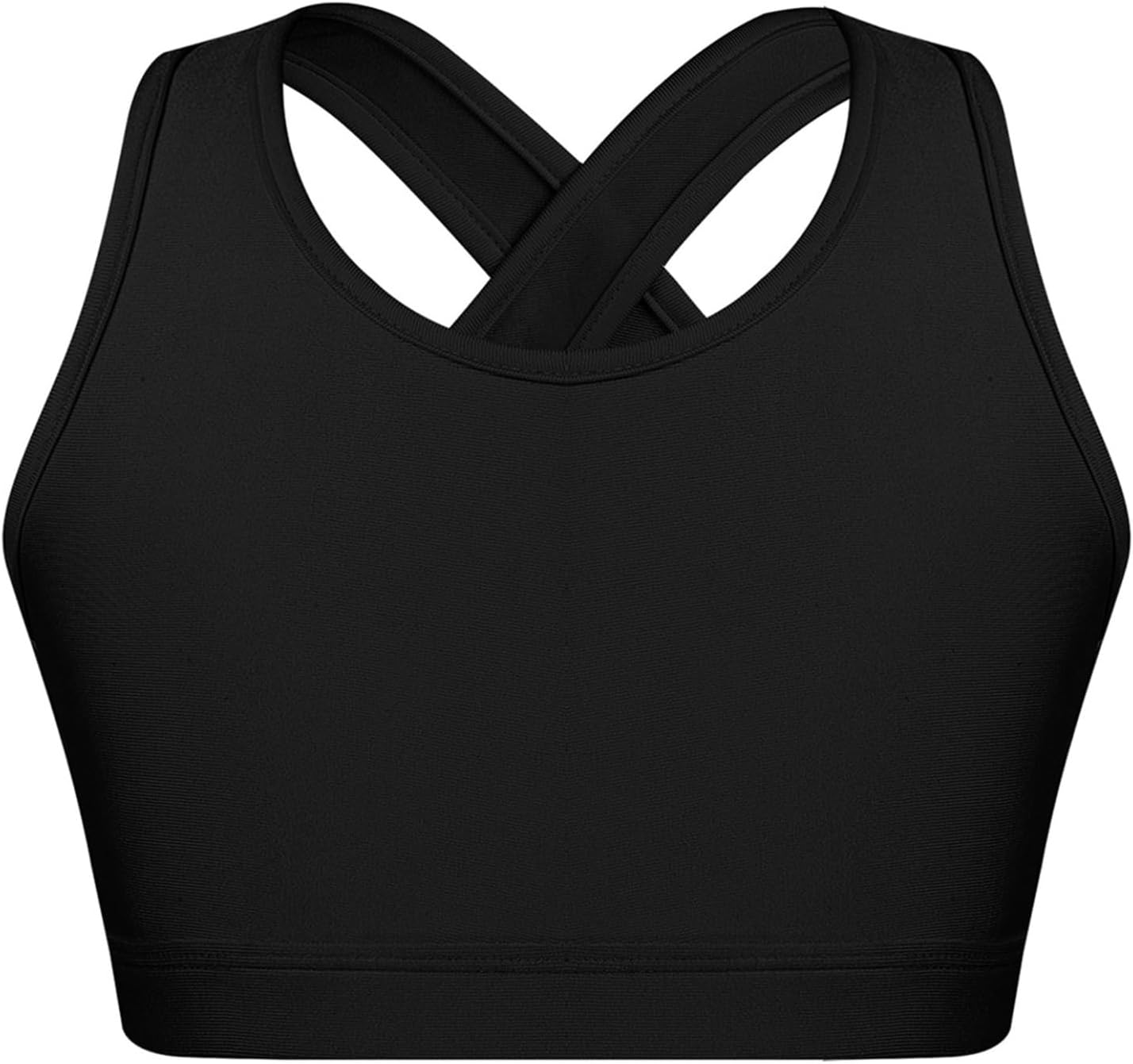 Kids Girls Sport Bra Shoulder Straps Cross at Rear Top Keyhole Back Shockproof for Running Yoga